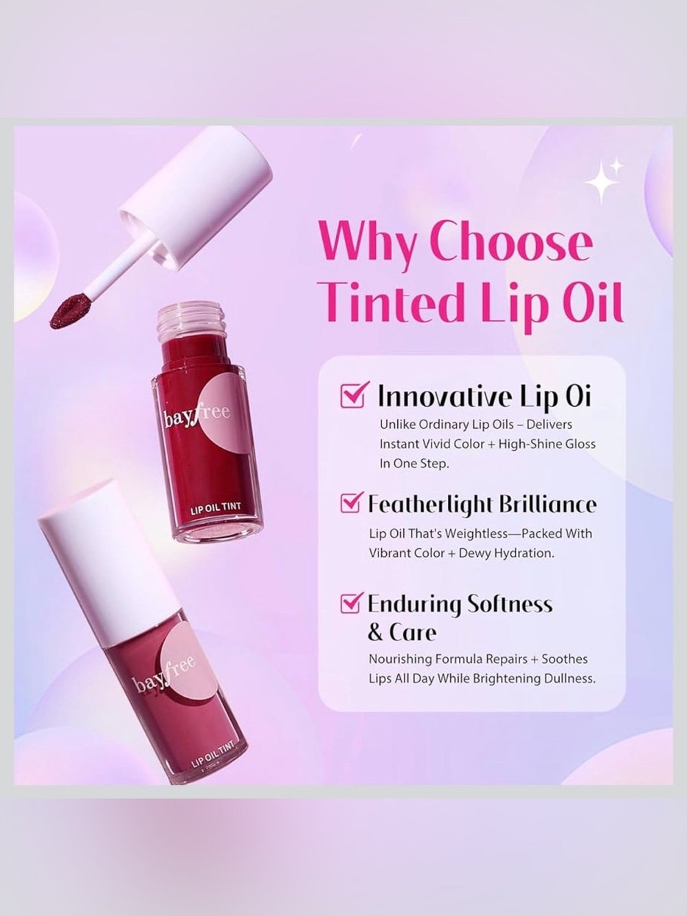 bayfree Lip Oil Tint - Set of 2 - Picture 4 of 6